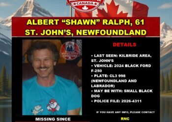 Photo of missing man Albert “Shawn” Ralph, age 61, from St. John’s, Newfoundland