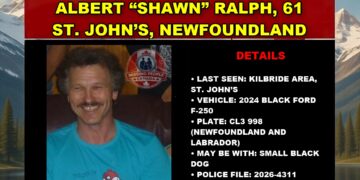 Photo of missing man Albert “Shawn” Ralph, age 61, from St. John’s, Newfoundland