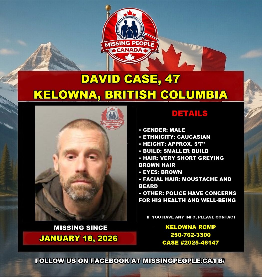 Photo of missing man David Case, age 47, from Kelowna, British Columbia