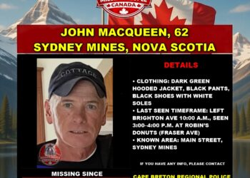 Photo of missing man John MacQueen, age 62, from Sydney Mines, Nova Scotia