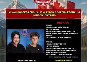 Photo of missing teens Miyah Cooper-Leroux, 15, and Ayden Cooper-Leroux, 14, from London, Ontario