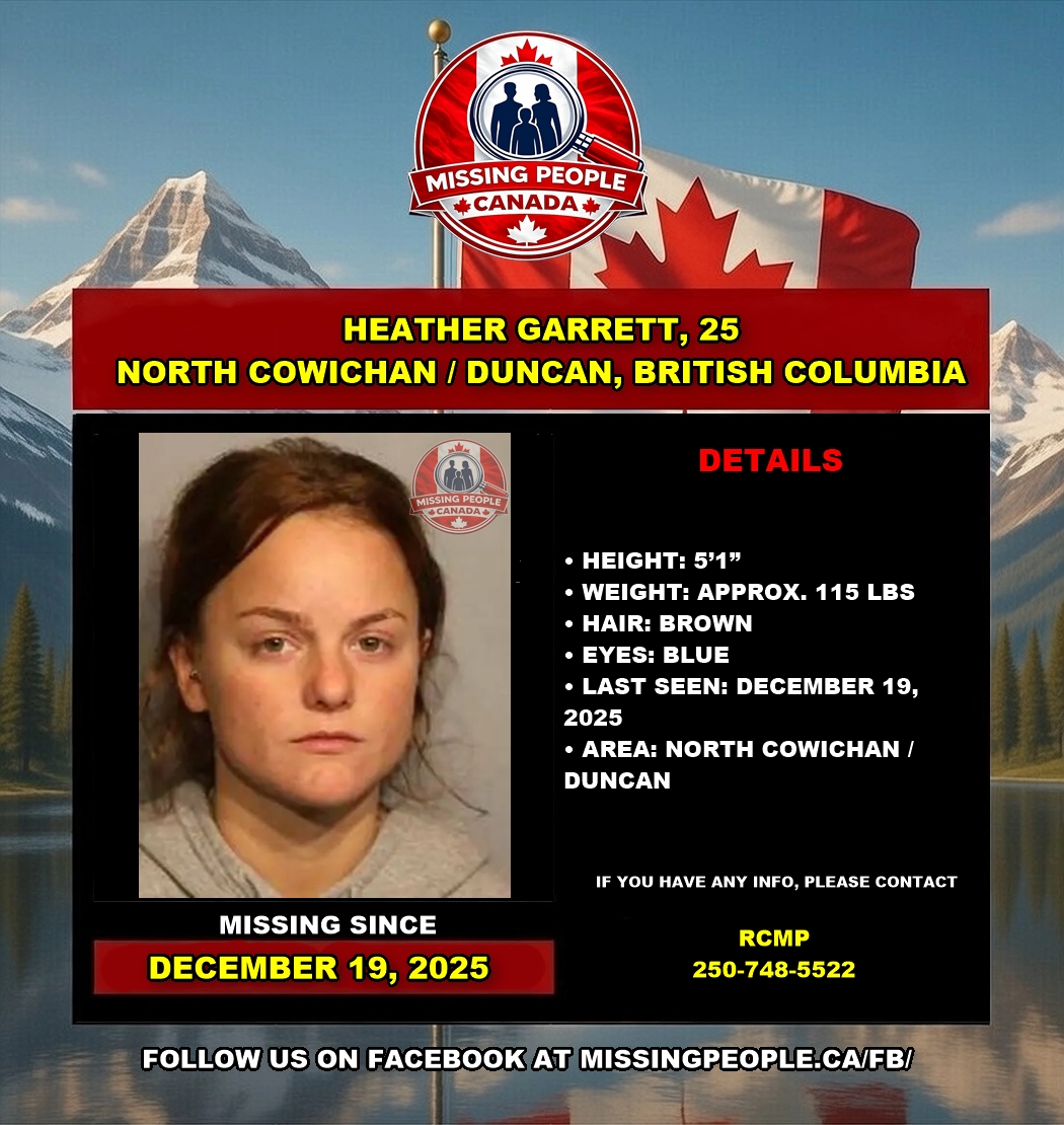 Photo of missing woman Heather Garrett, age 25, from North Cowichan/Duncan, British Columbia.