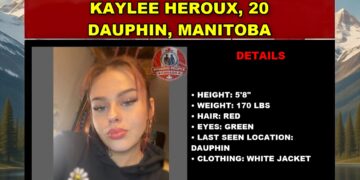 Photo of missing woman Kaylee Heroux, age 20, from Dauphin, Manitoba
