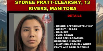 Photo of missing girl Sydnee Pratt-Clearsky, age 13, from Rivers, Manitoba