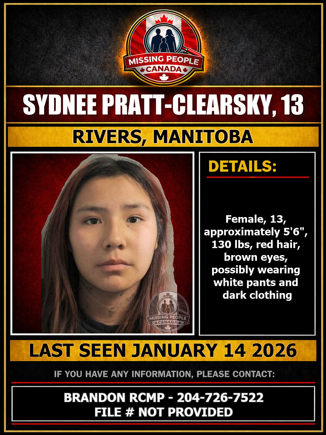 MISSING PERSON CANADA RELEASE