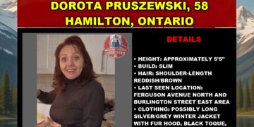 Photo of missing woman Dorota Pruszewski, age 58, from Hamilton, Ontario