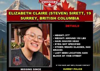 Photo of missing youth Elizabeth Claire (known as Steven) Sirett, age 19, from Surrey, British Columbia