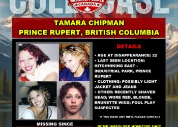 Photo of missing woman Tamara Chipman, age 22 at time of disappearance, from Prince Rupert, British Columbia