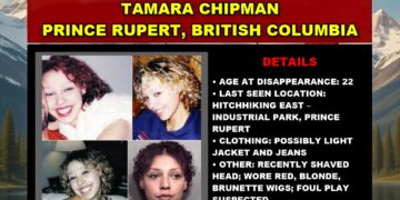 Photo of missing woman Tamara Chipman, age 22 at time of disappearance, from Prince Rupert, British Columbia
