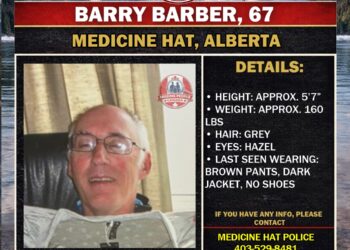 Photo of missing person Barry Barber, age 67, from Medicine Hat, Alberta