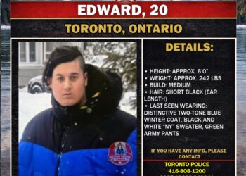 Photo of missing man Edward, age 20, from Toronto, Ontario.