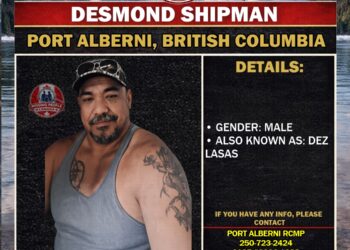 Photo of missing man Desmond Shipman from Port Alberni, British Columbia