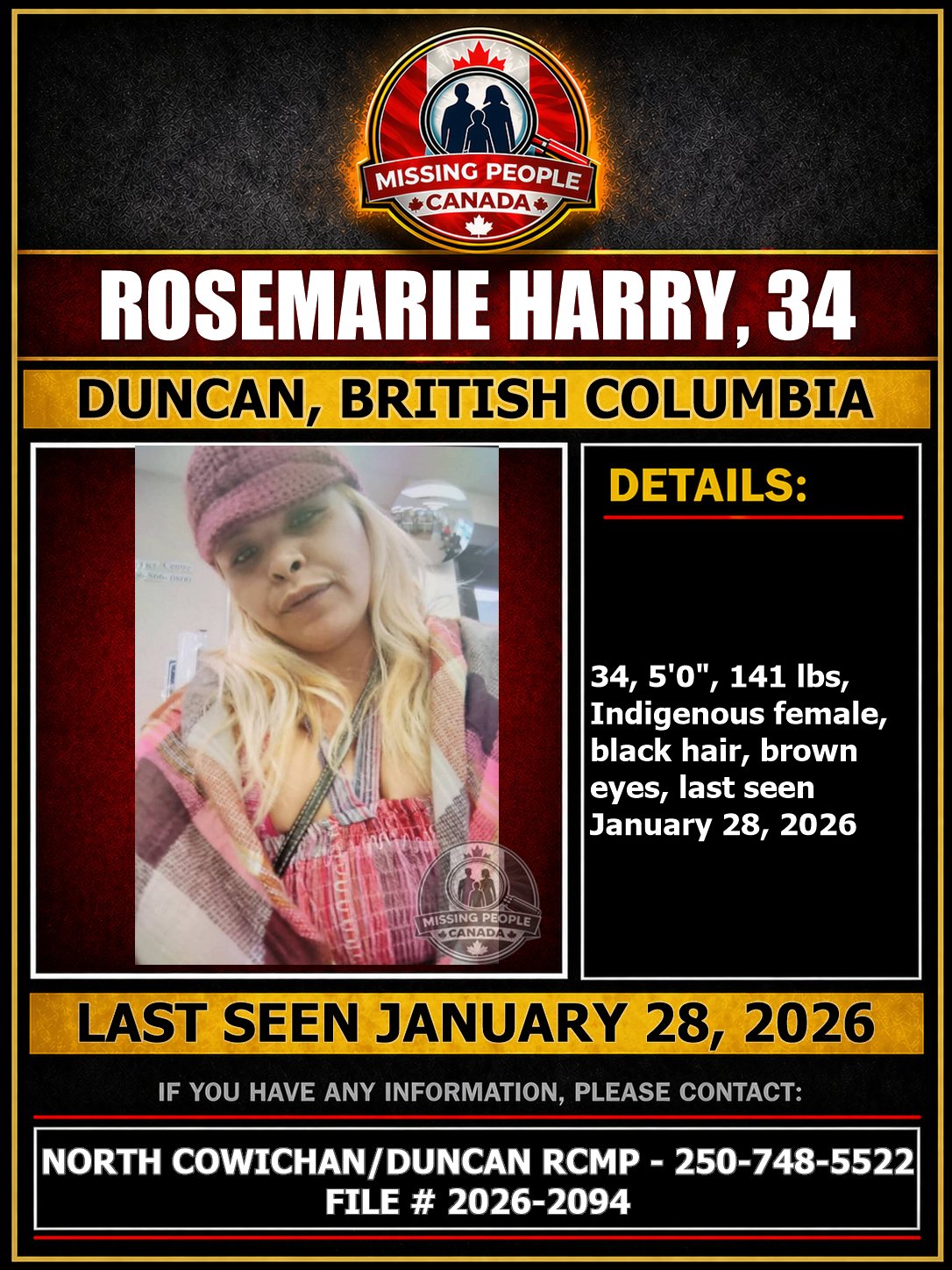 MISSING PERSON CANADA RELEASE