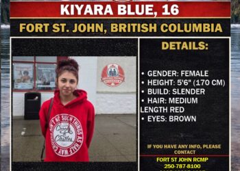 Photo of missing girl Kiyara Blue, age 16, from Fort St. John, British Columbia