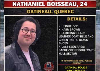 Photo of missing man Nathaniel Boisseau, age 24, from Gatineau, Quebec.