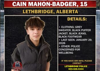 Photo of missing teen Cain Mahon-Badger, age 15, from Lethbridge, Alberta