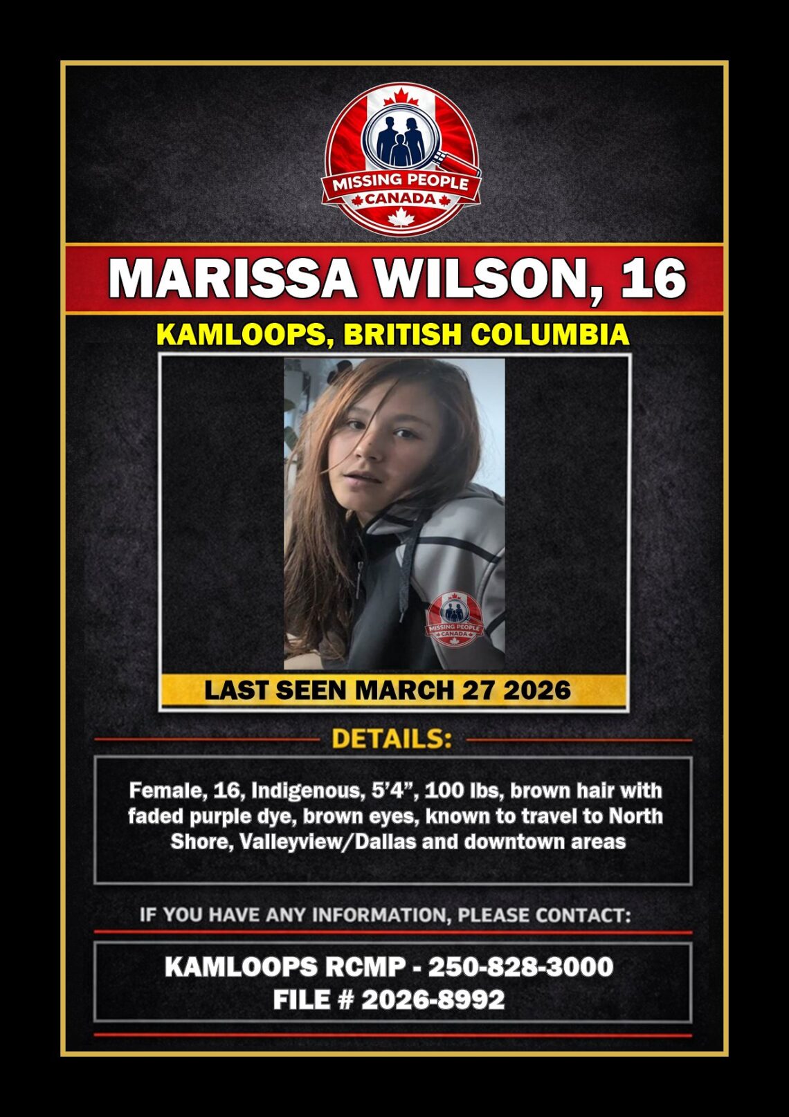 MISSING PERSON CANADA RELEASE
