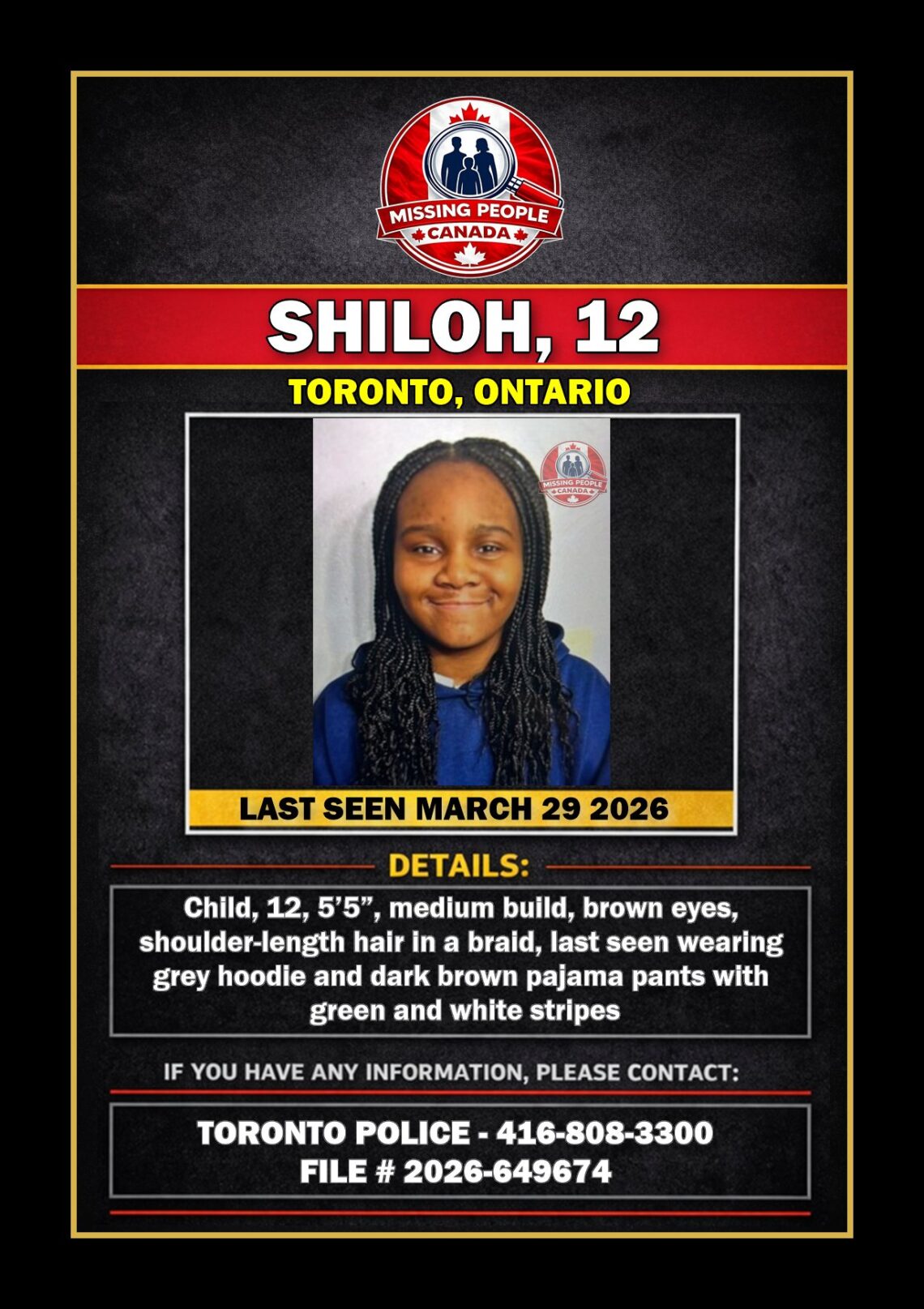 MISSING PERSON CANADA RELEASE