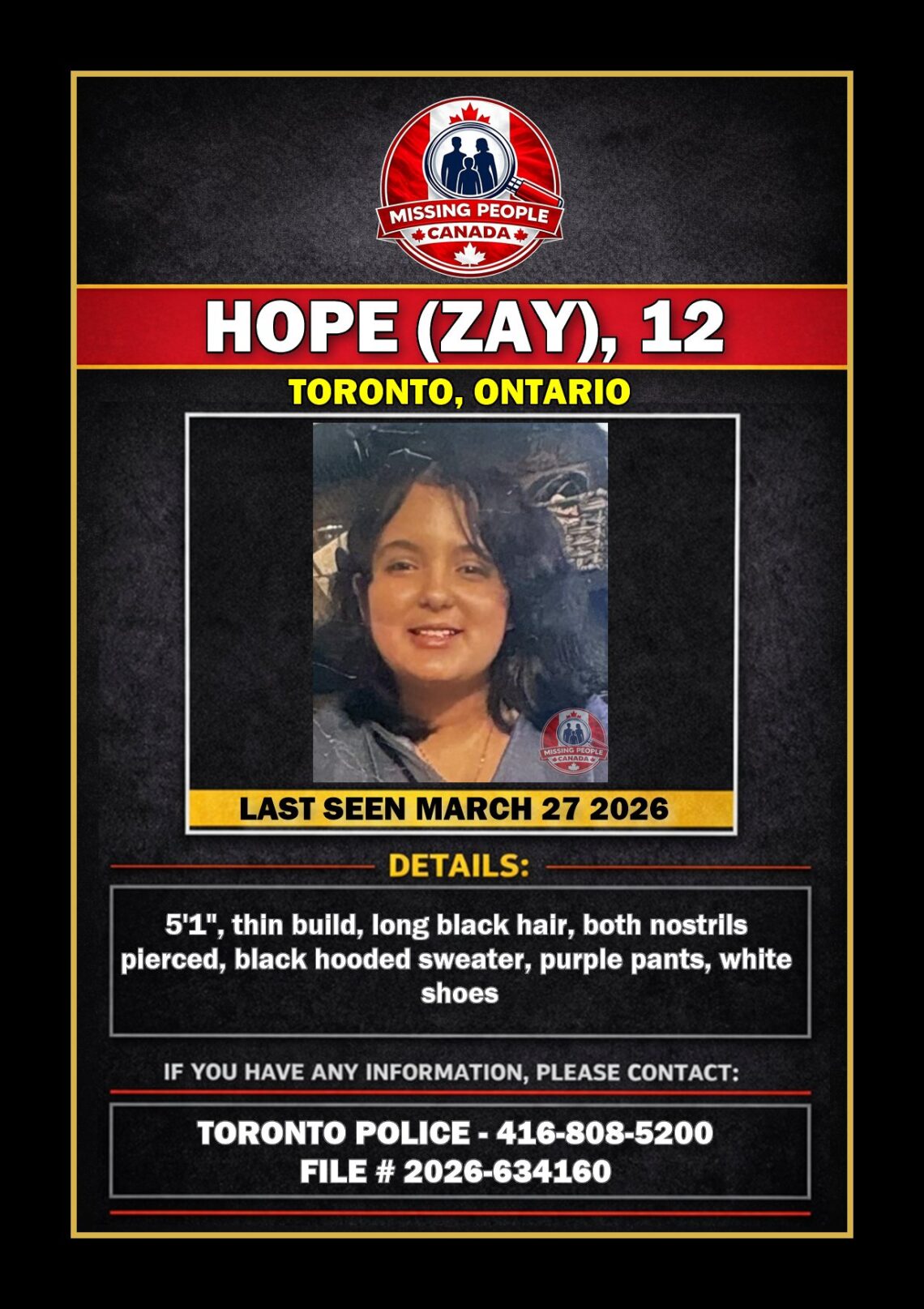 MISSING PERSON CANADA RELEASE