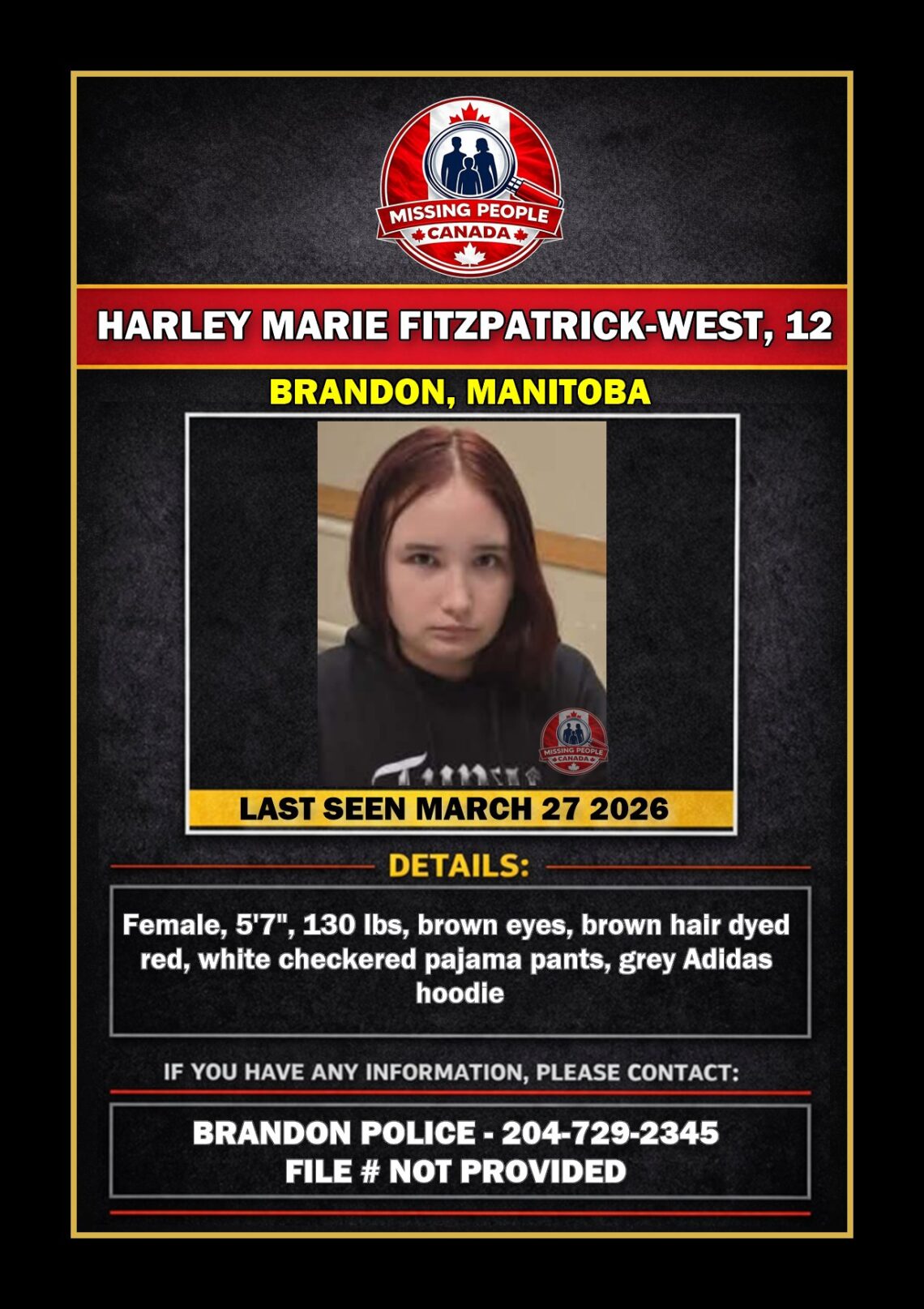 MISSING PERSON CANADA RELEASE