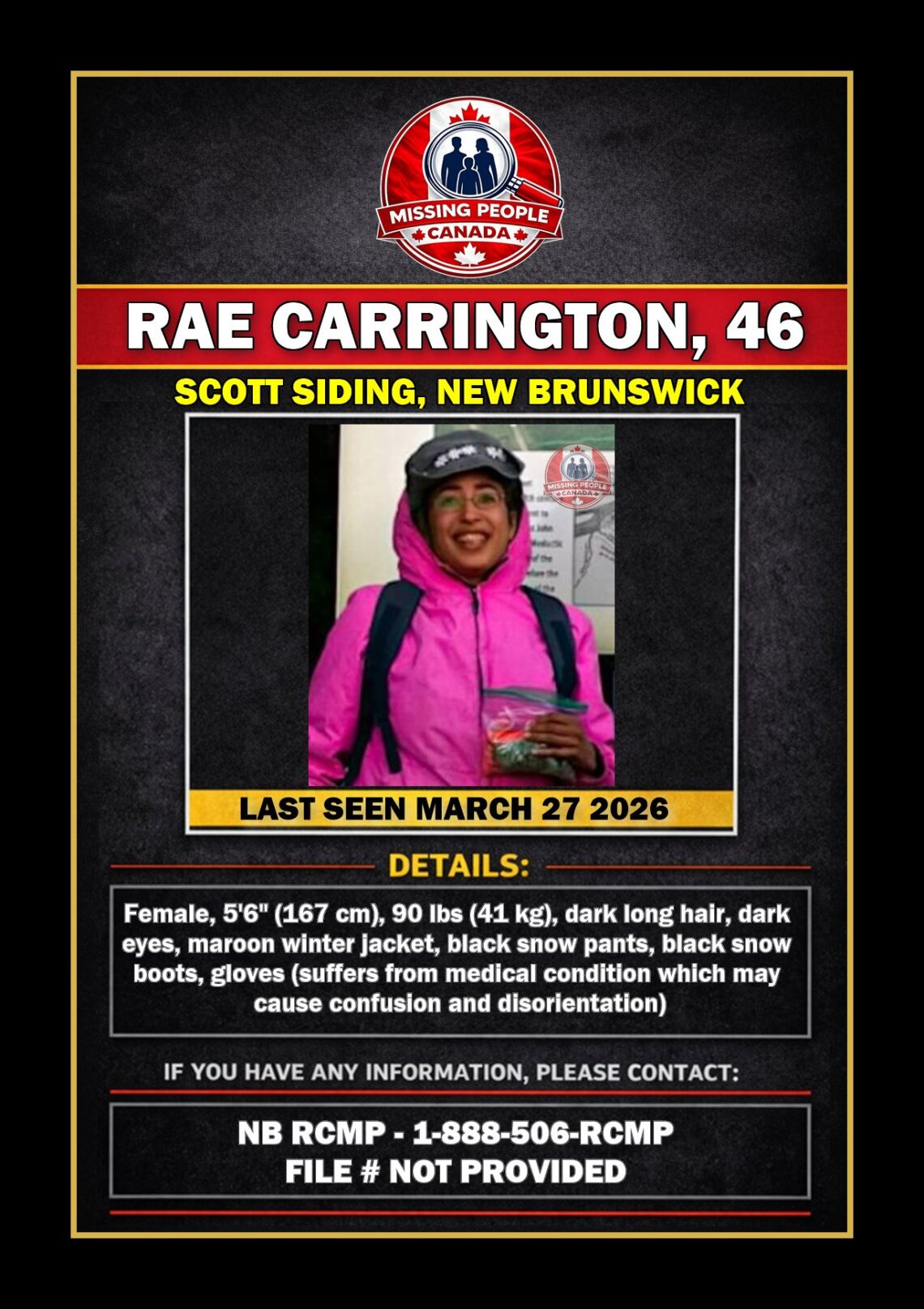 MISSING PERSON CANADA RELEASE