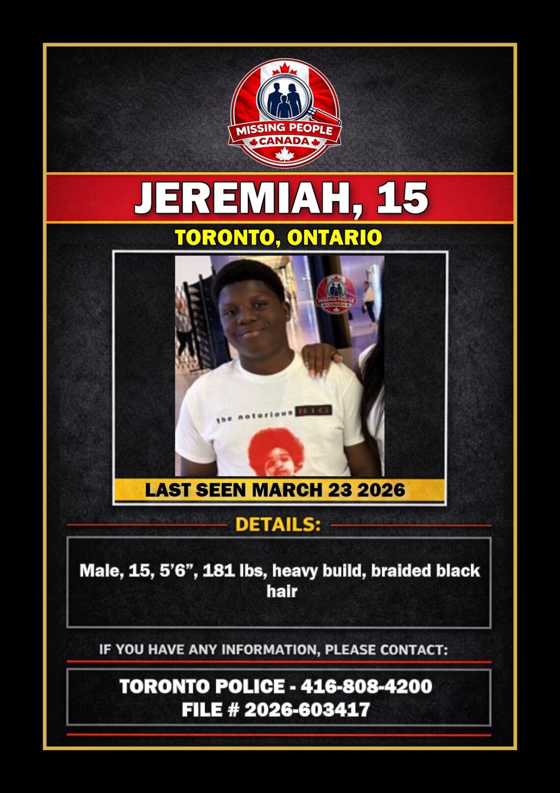 MISSING PERSON CANADA RELEASE