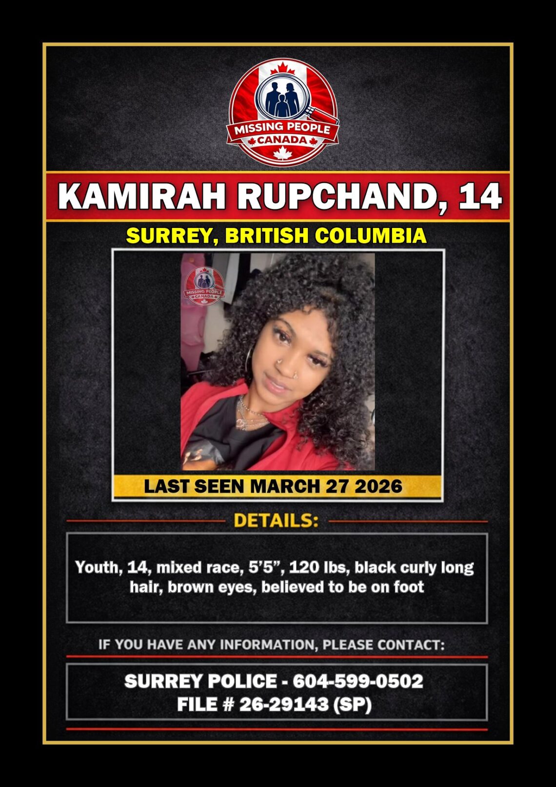 MISSING PERSON CANADA RELEASE