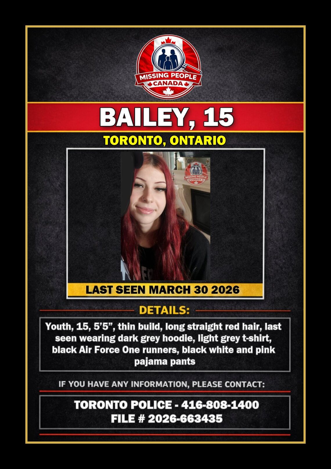 MISSING PERSON CANADA RELEASE