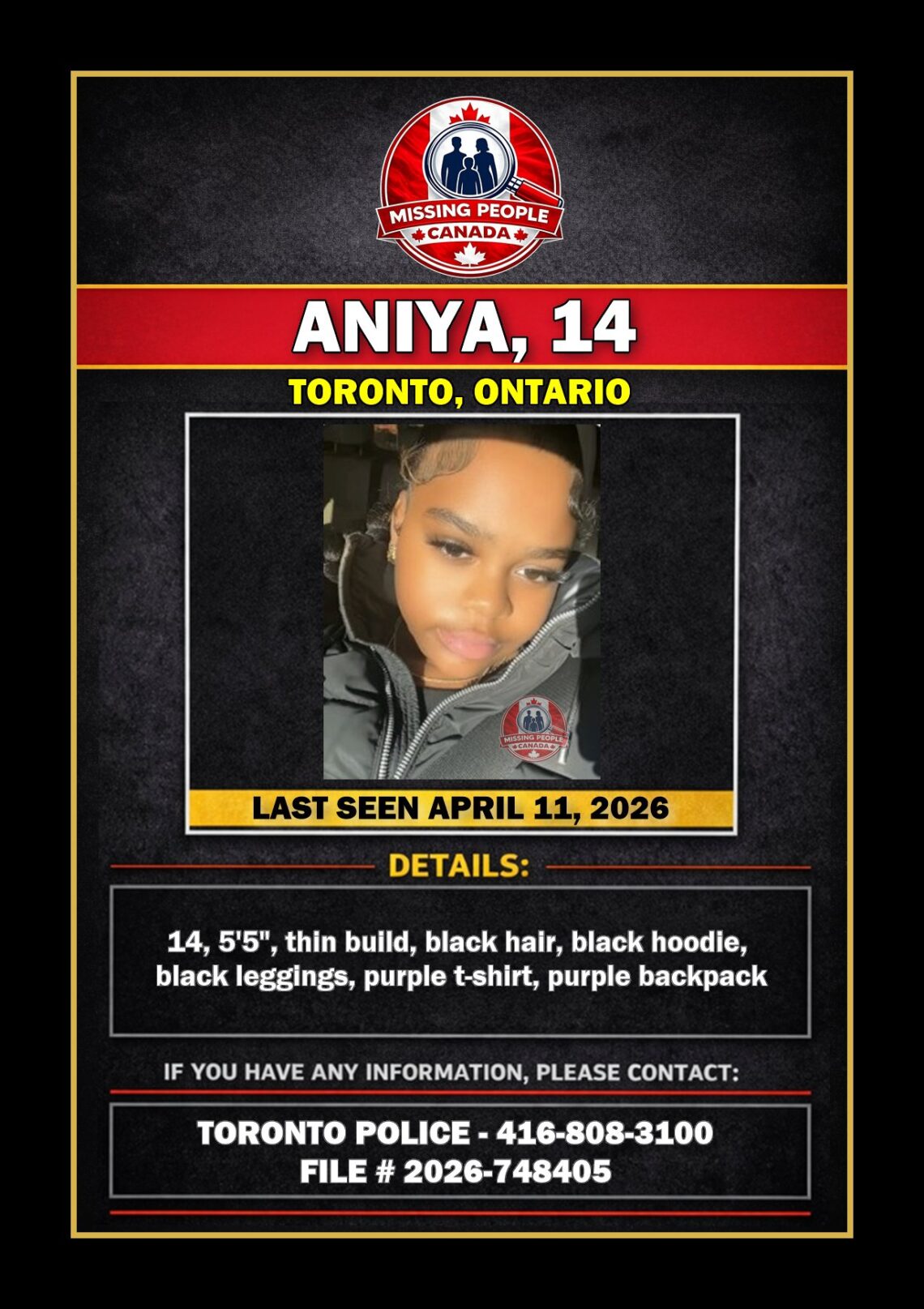 MISSING PERSON CANADA RELEASE