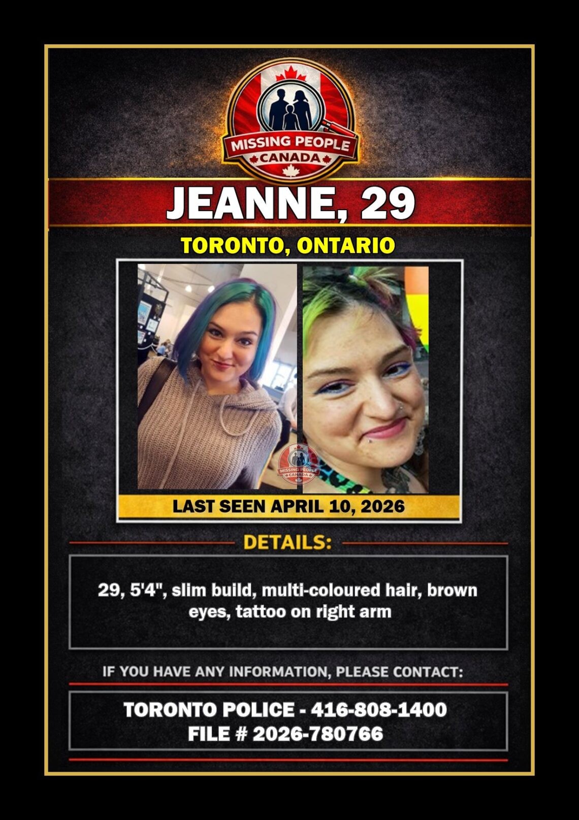 MISSING PERSON CANADA RELEASE