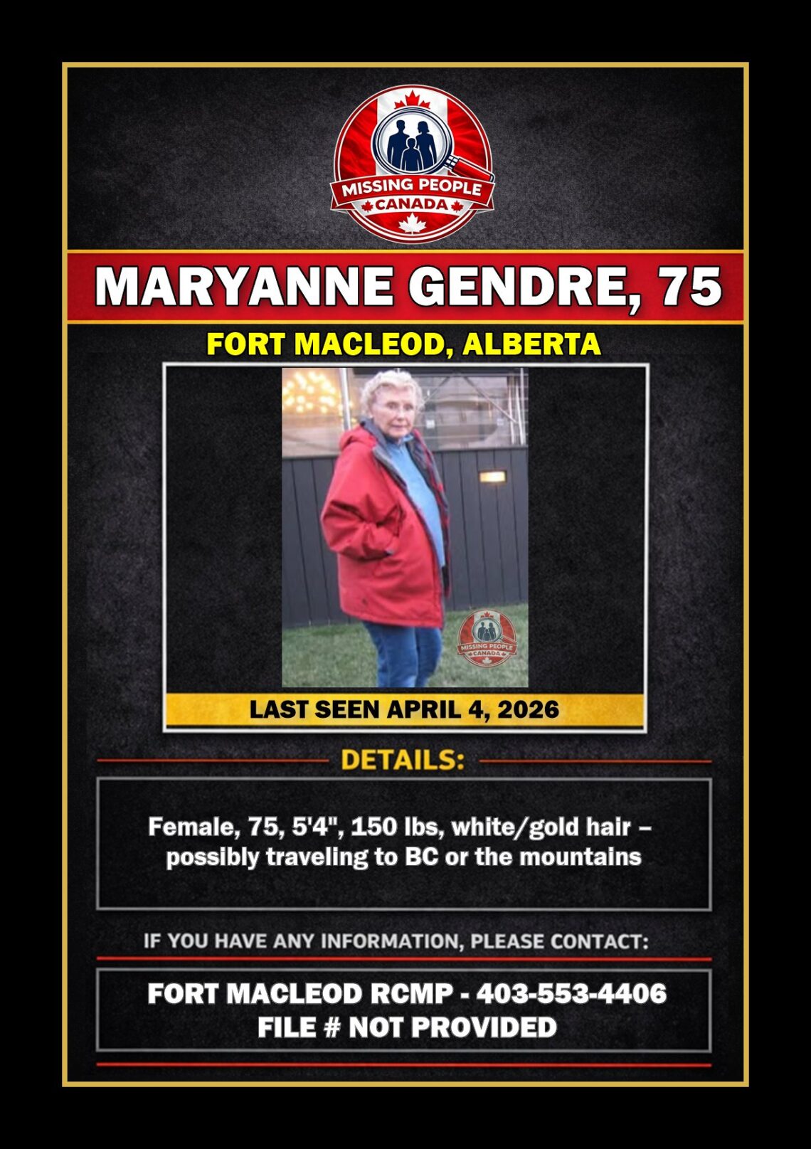 MISSING PERSON CANADA RELEASE