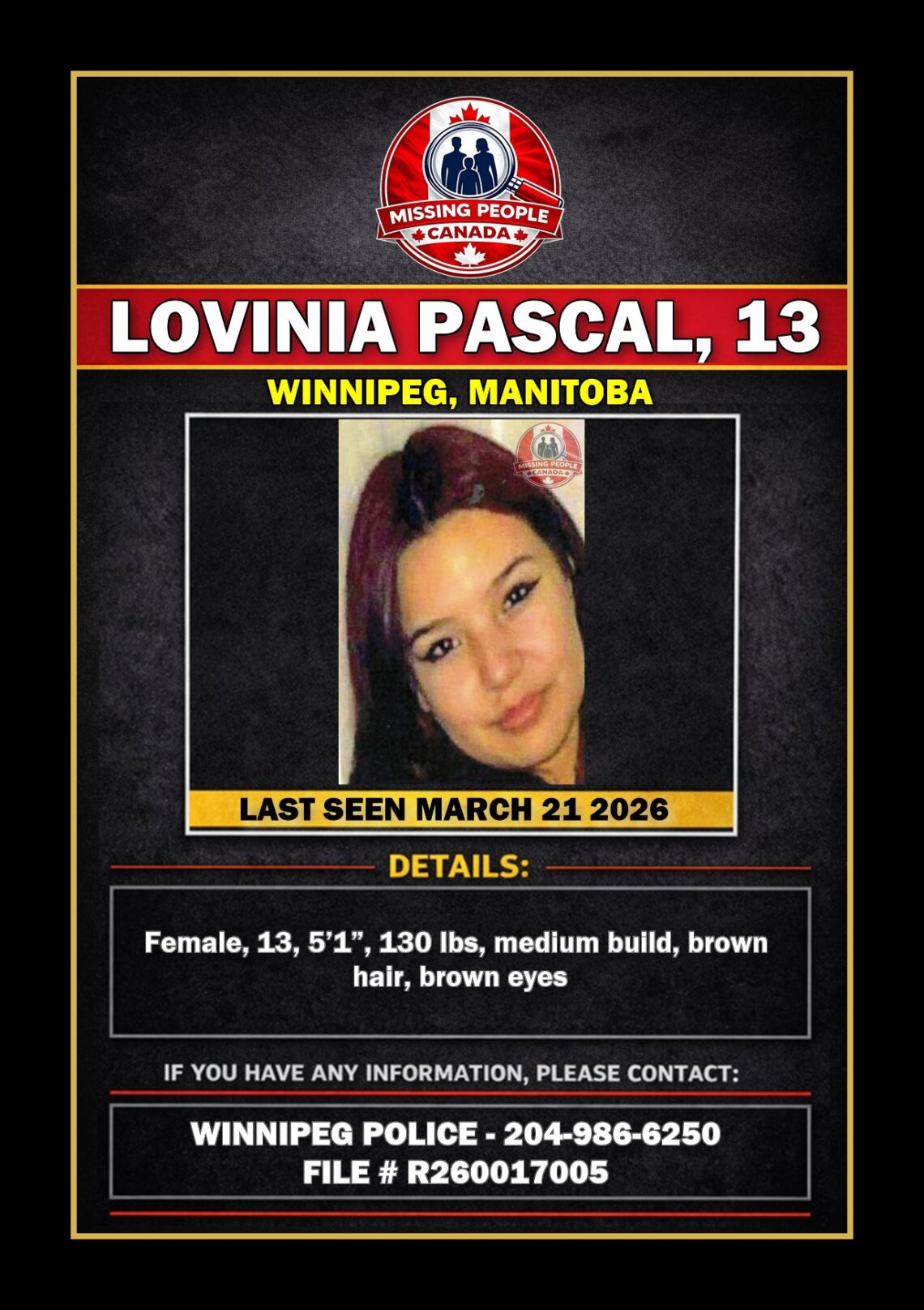 MISSING PERSON CANADA RELEASE