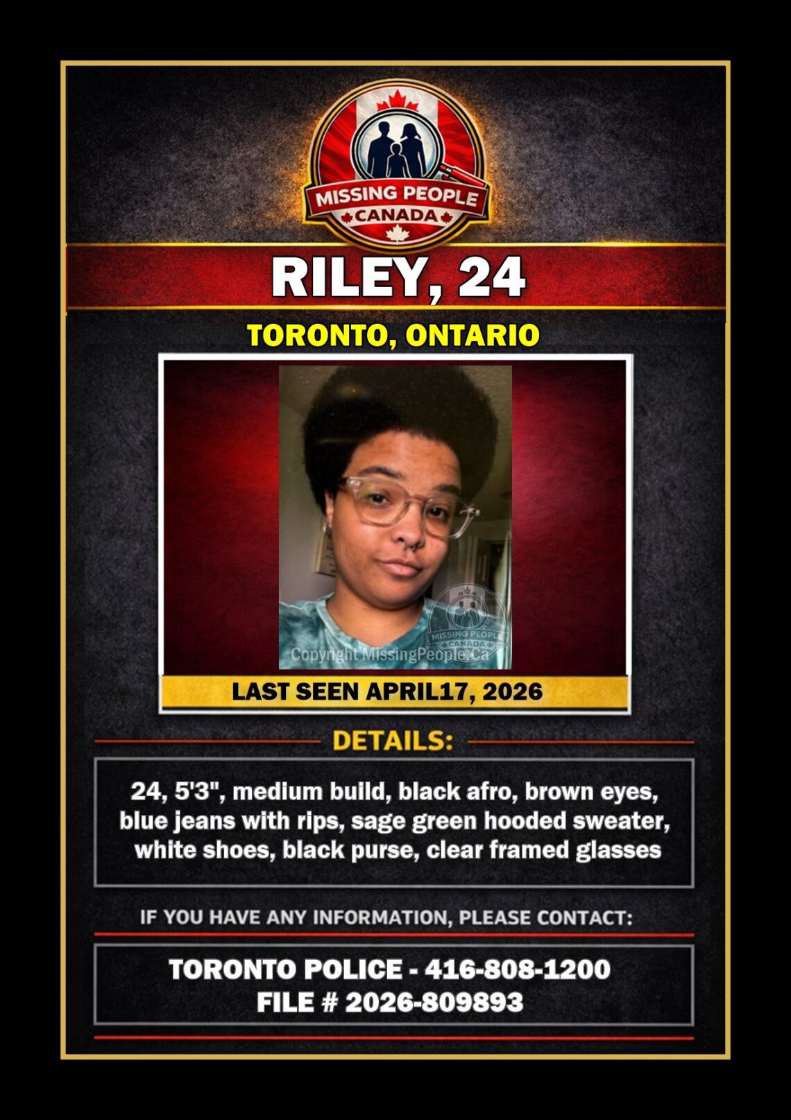 MISSING PERSON CANADA RELEASE
