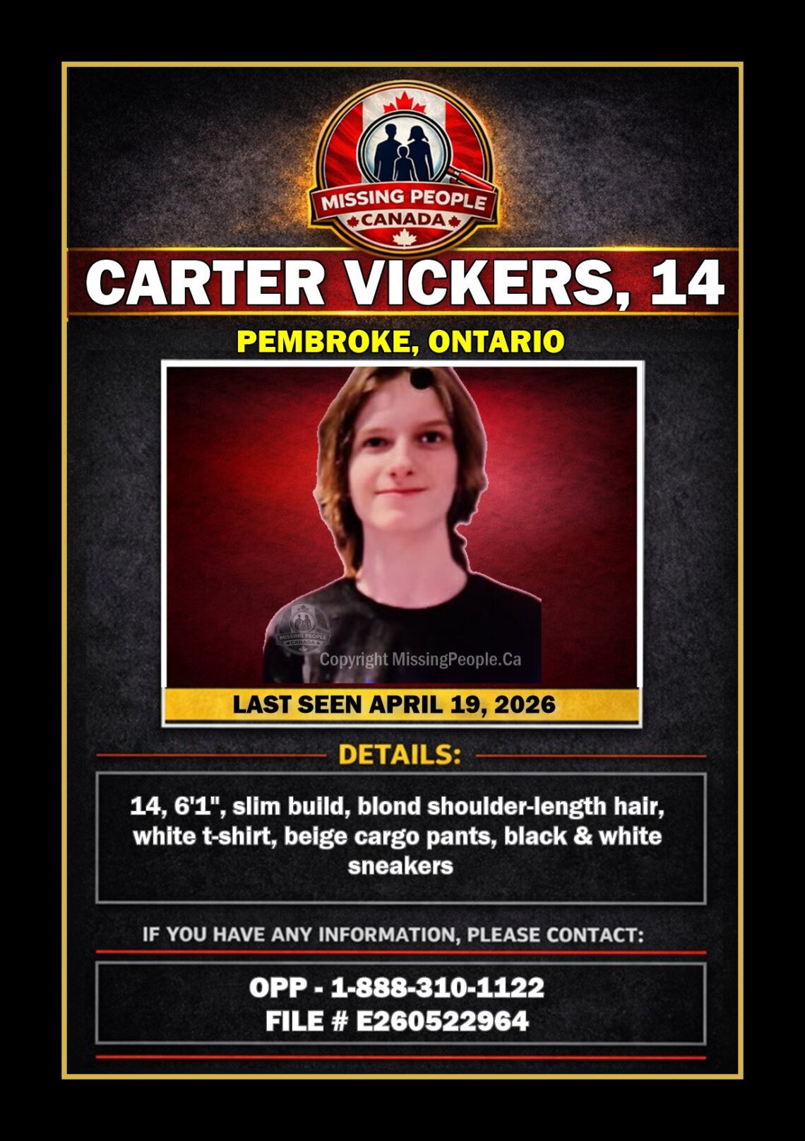 MISSING PERSON CANADA RELEASE