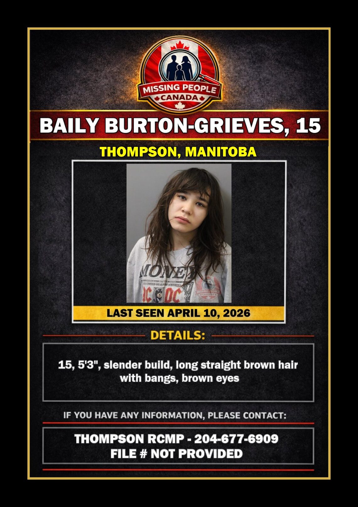 MISSING PERSON CANADA RELEASE