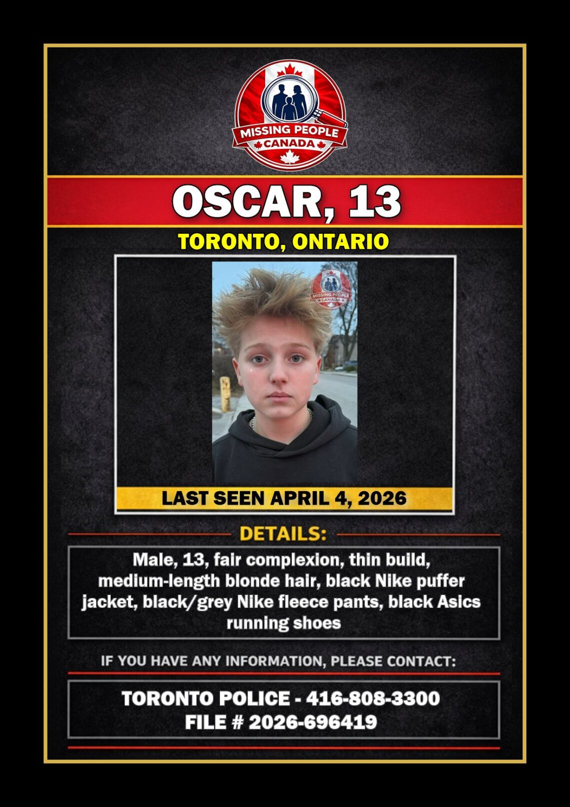 MISSING PERSON CANADA RELEASE