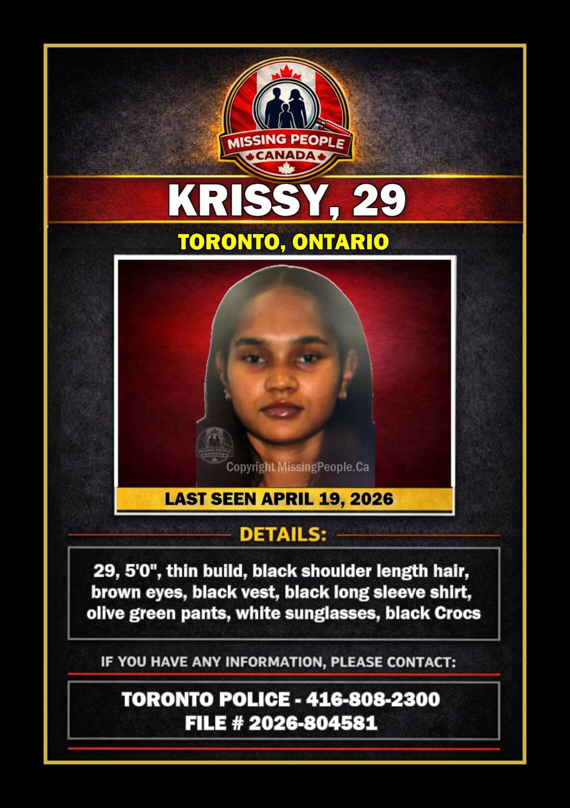 MISSING PERSON CANADA RELEASE