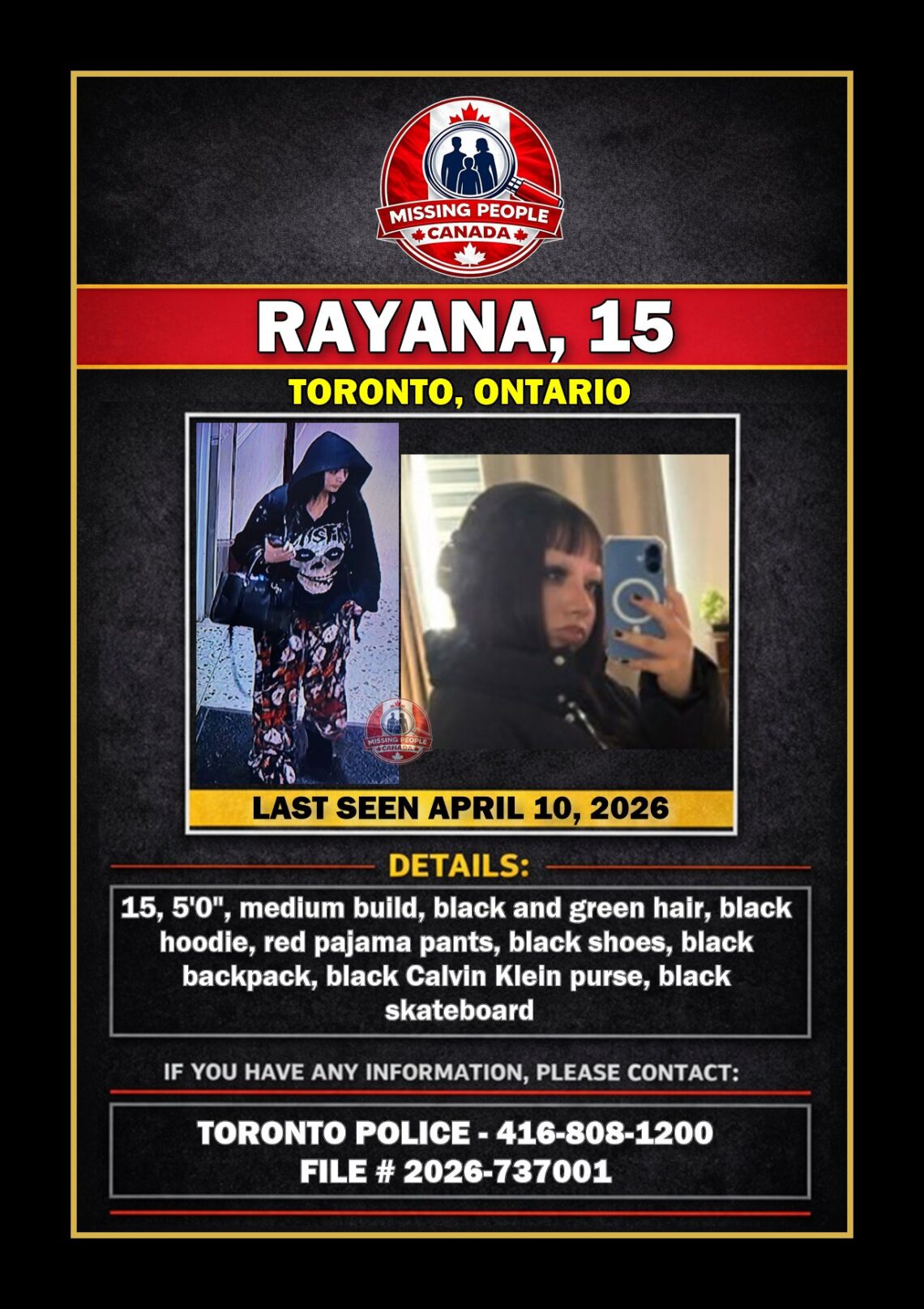 MISSING PERSON CANADA RELEASE