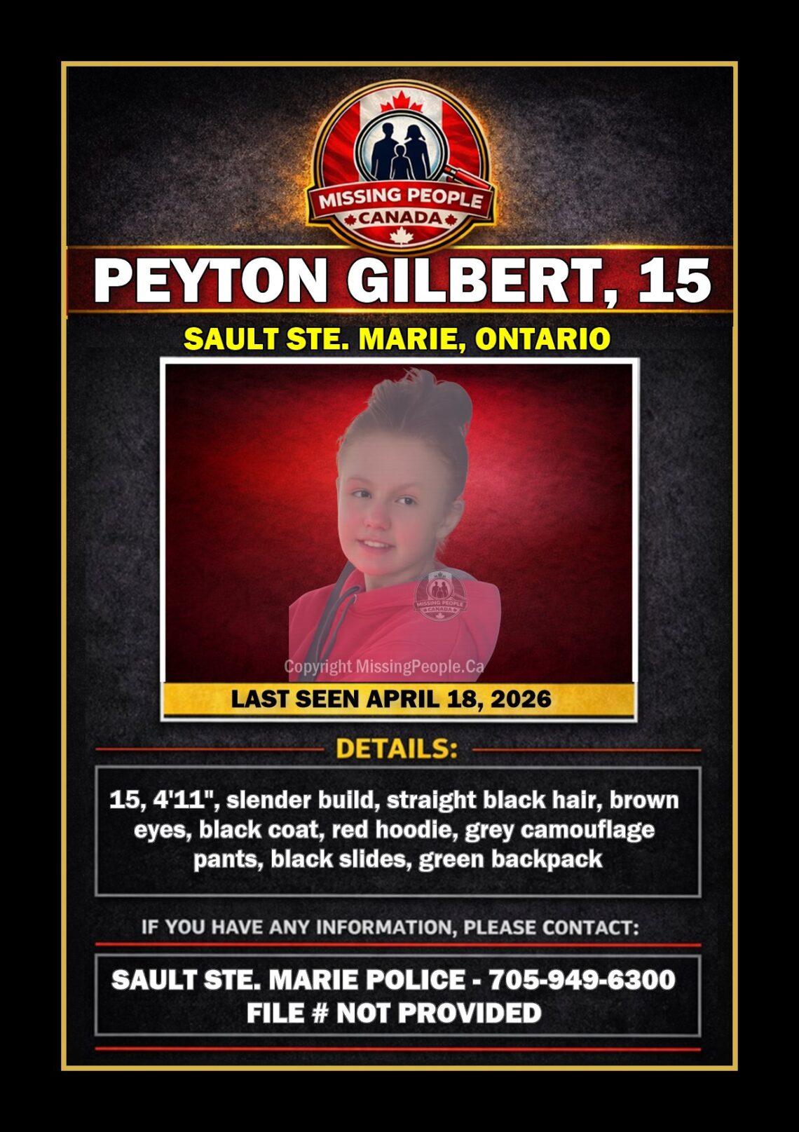 MISSING PERSON CANADA RELEASE