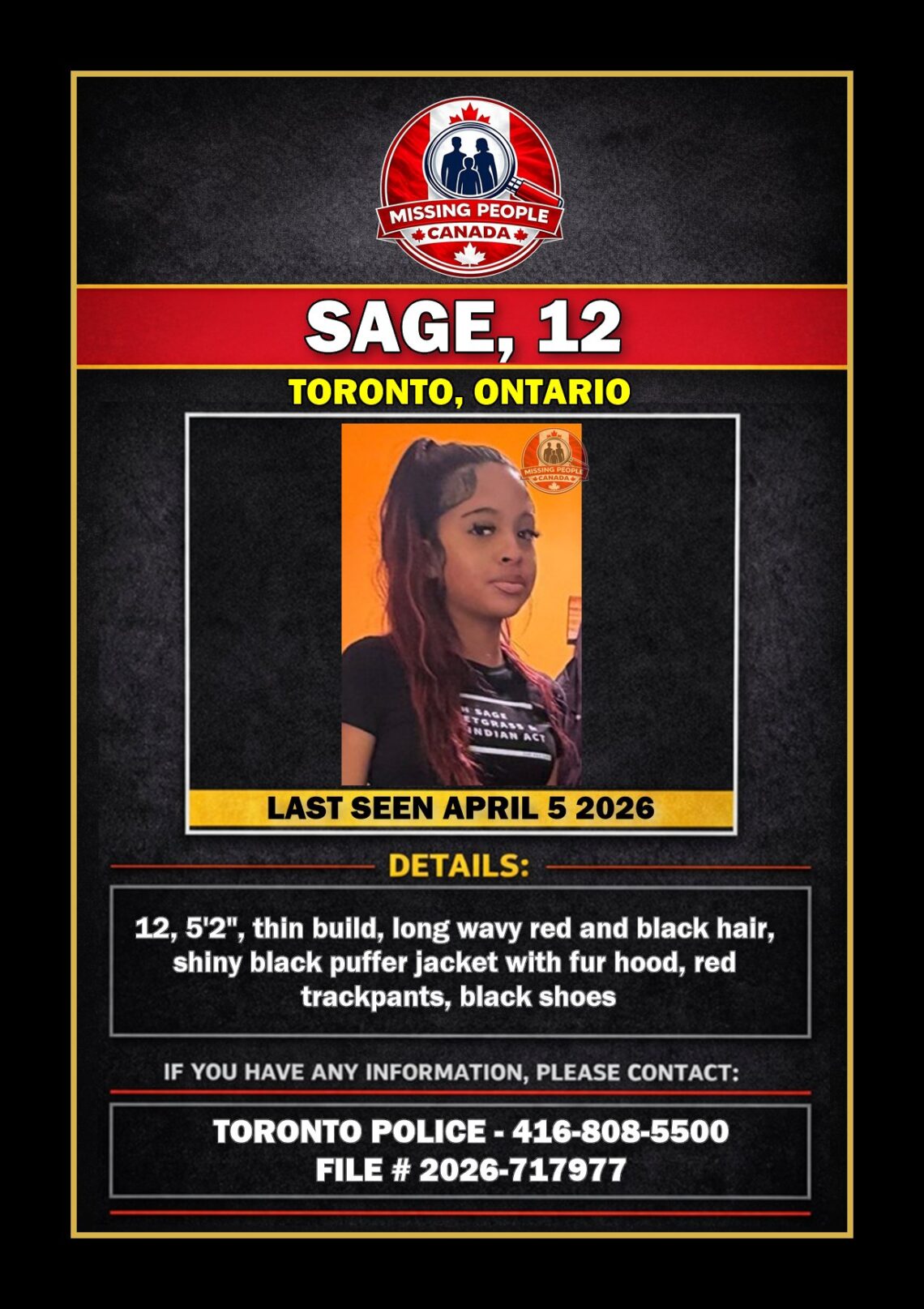 MISSING PERSON CANADA RELEASE