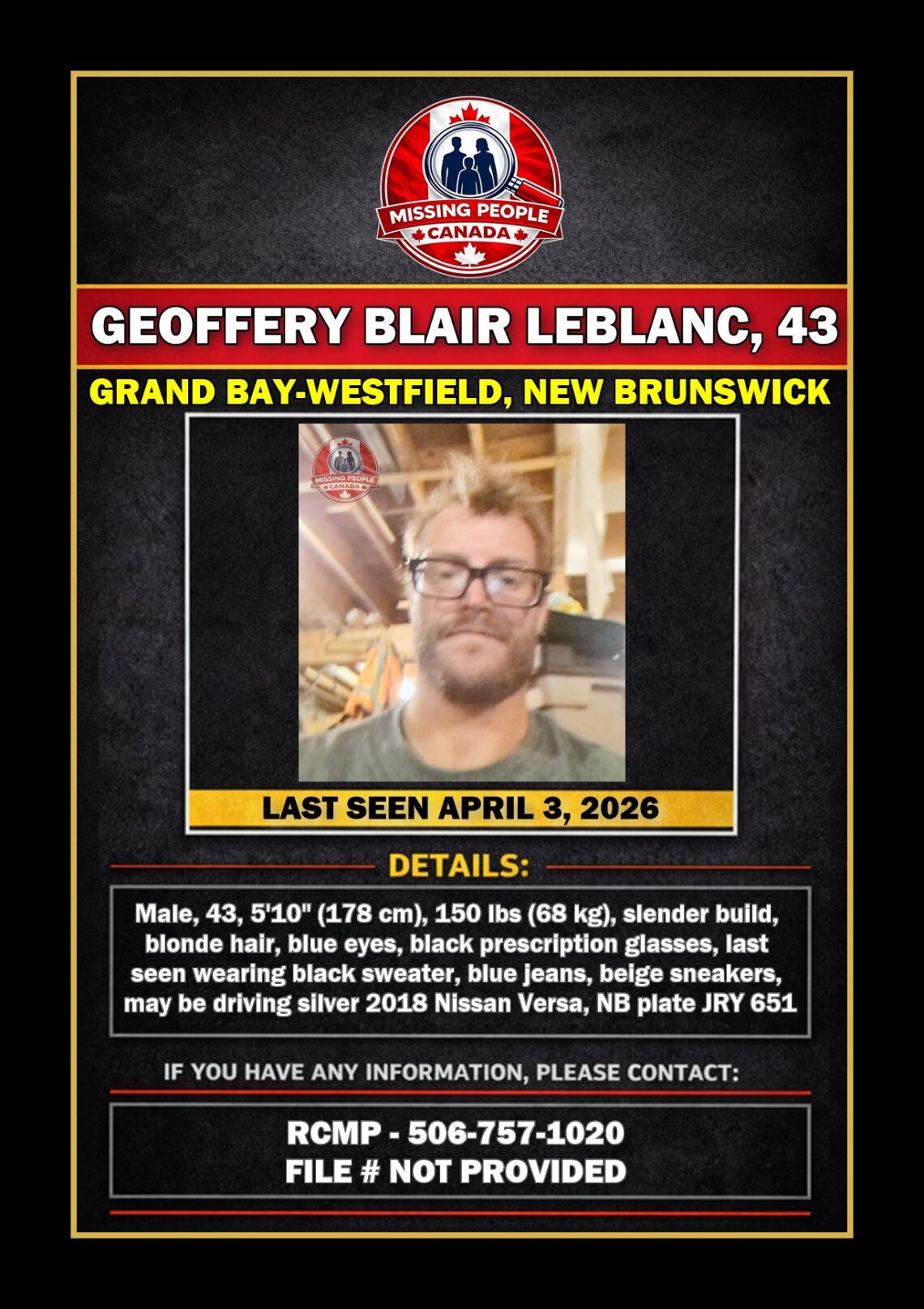MISSING PERSON CANADA RELEASE