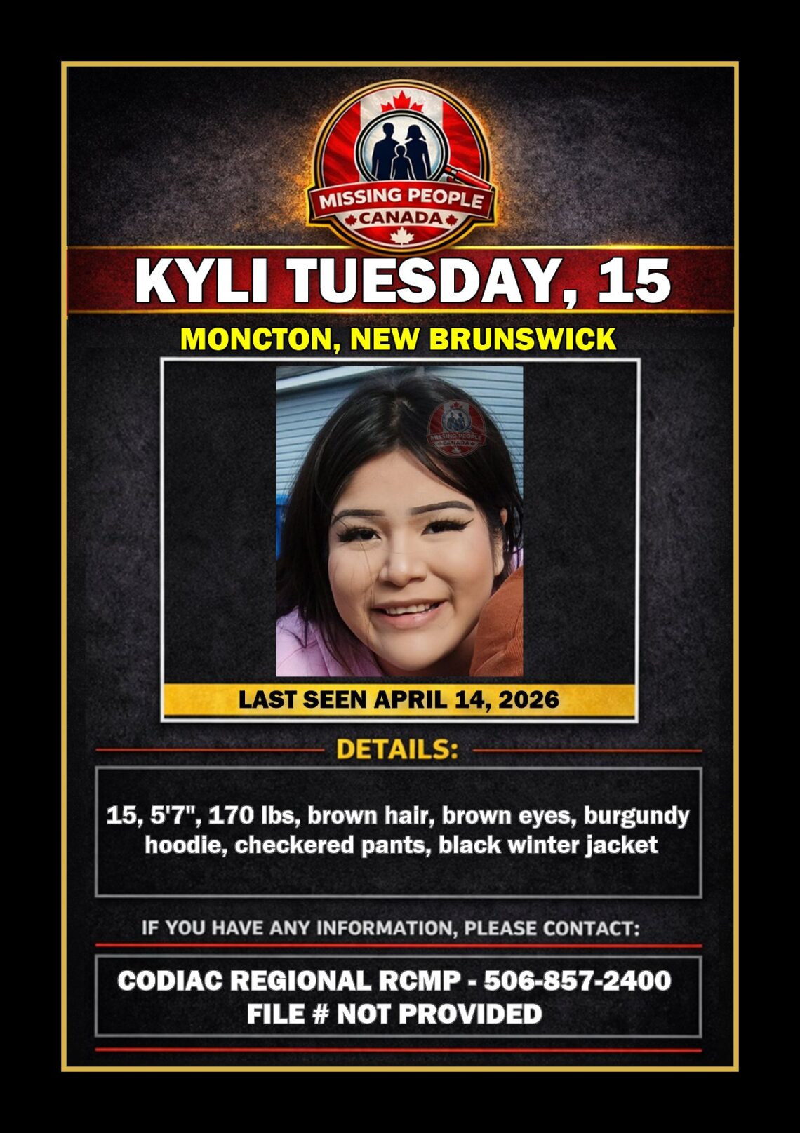 MISSING PERSON CANADA RELEASE