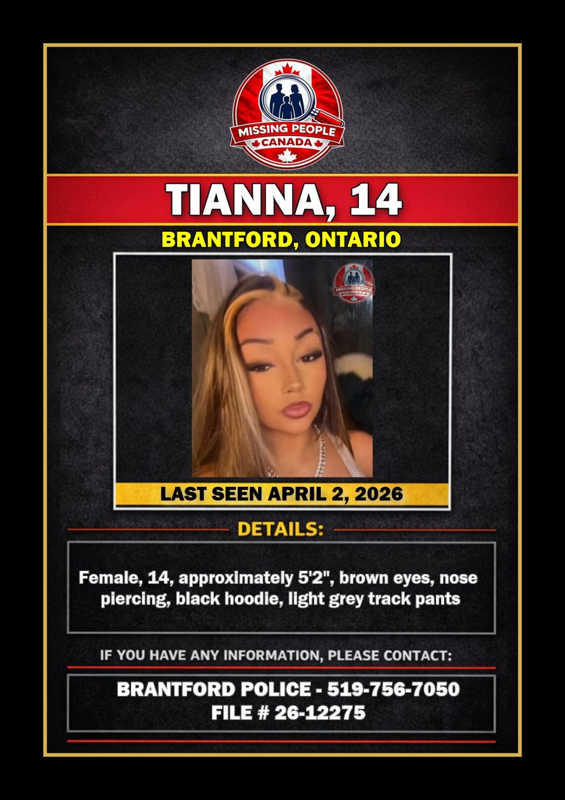 MISSING PERSON CANADA RELEASE