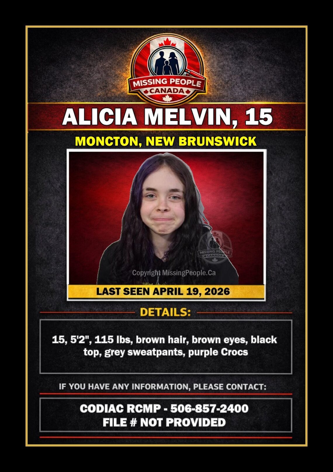 MISSING PERSON CANADA RELEASE