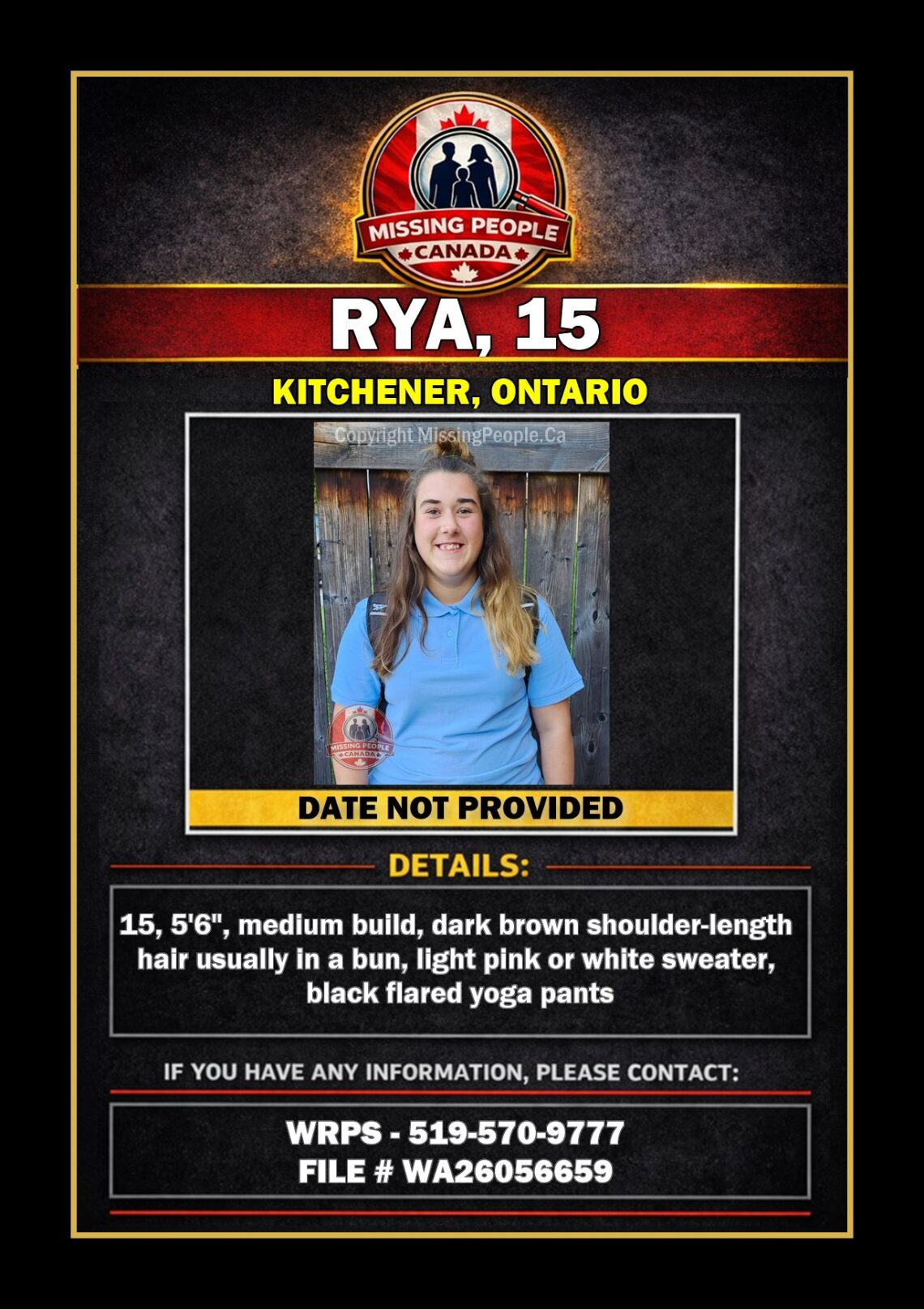 MISSING PERSON CANADA RELEASE