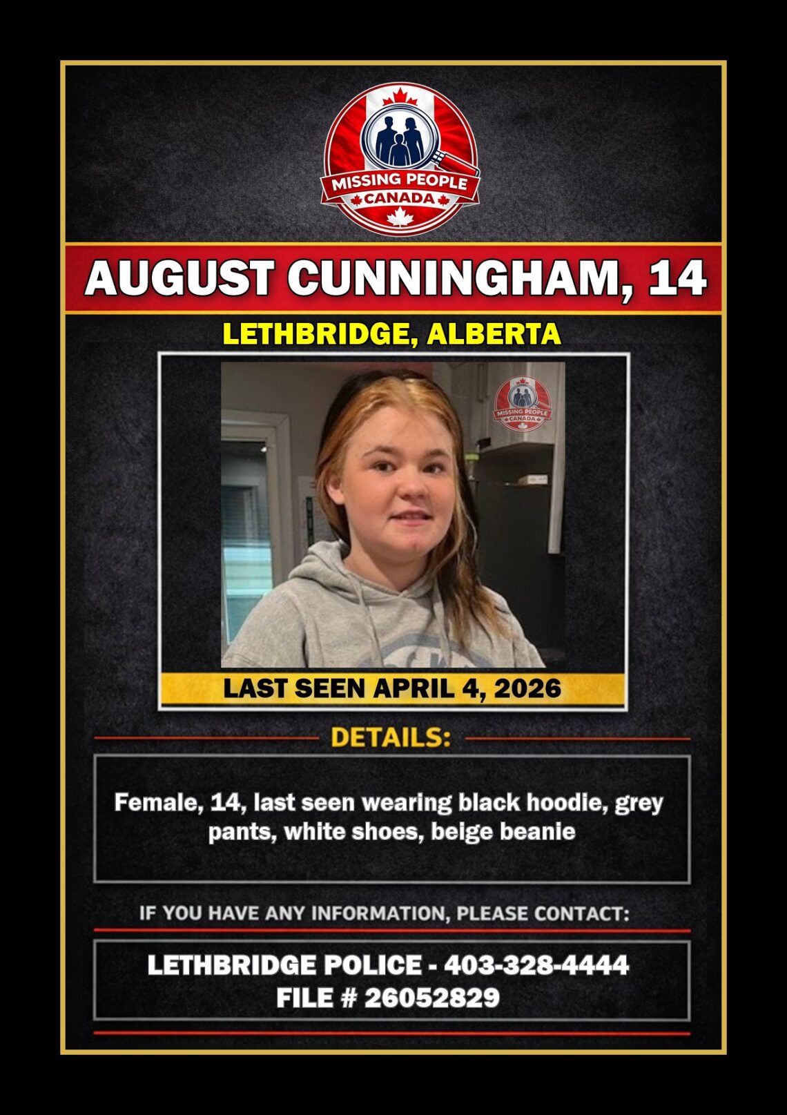 MISSING PERSON CANADA RELEASE