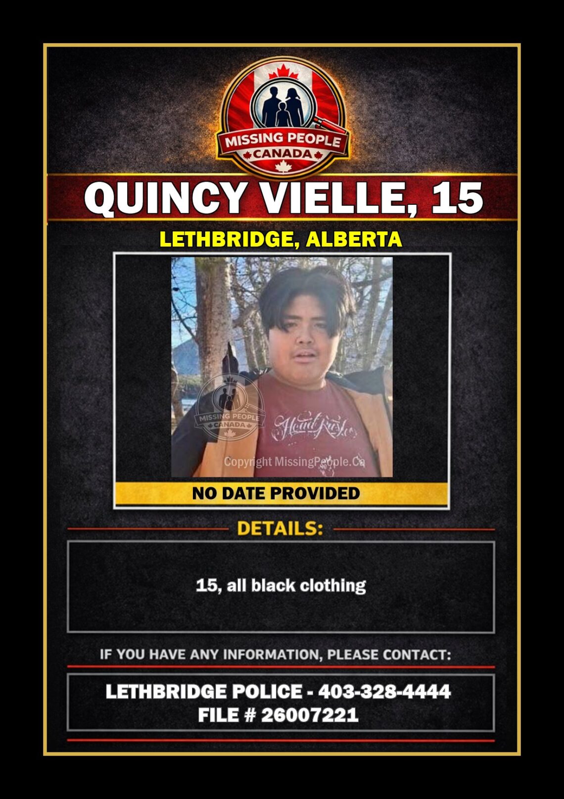 MISSING PERSON CANADA RELEASE