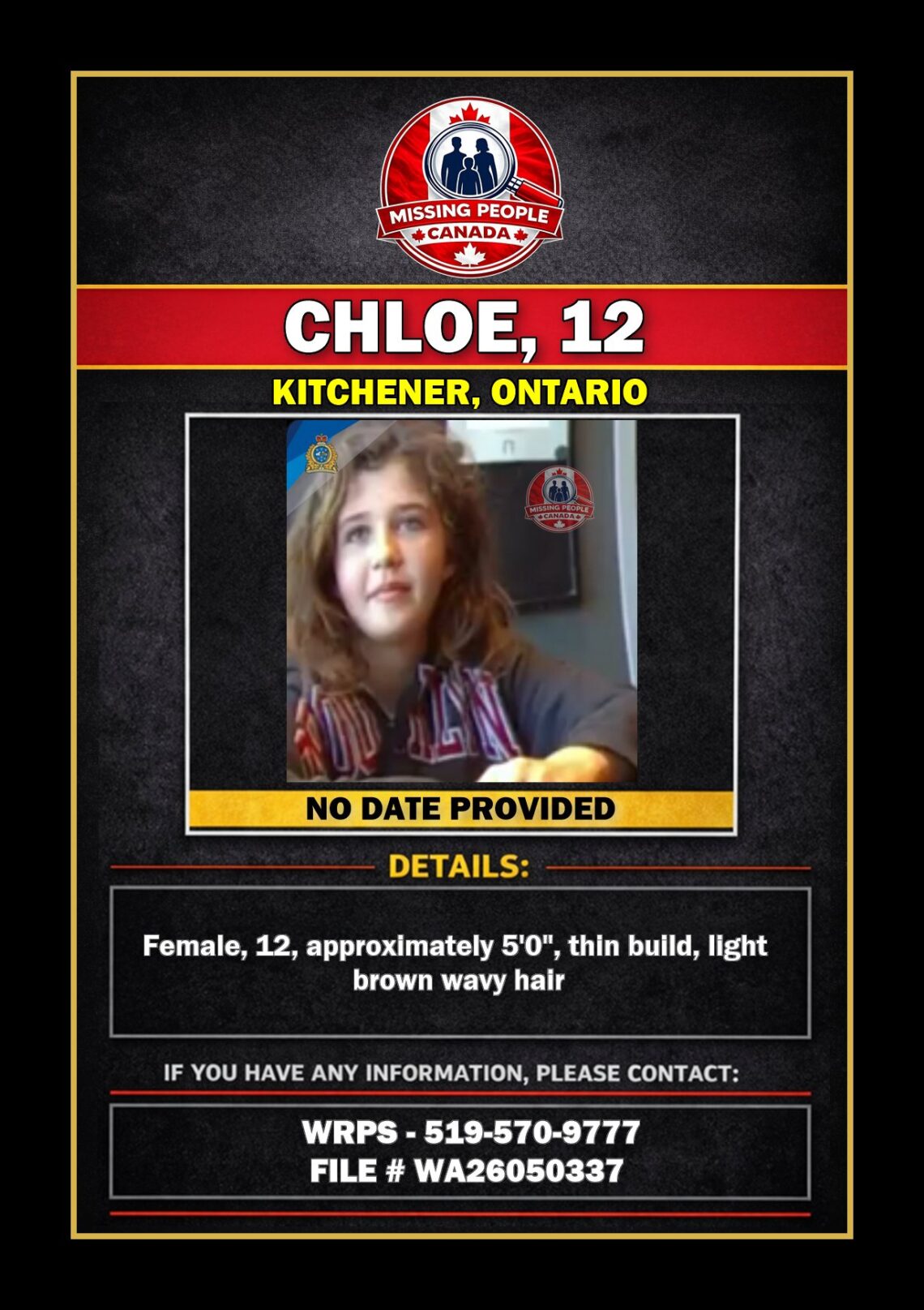 MISSING PERSON CANADA RELEASE