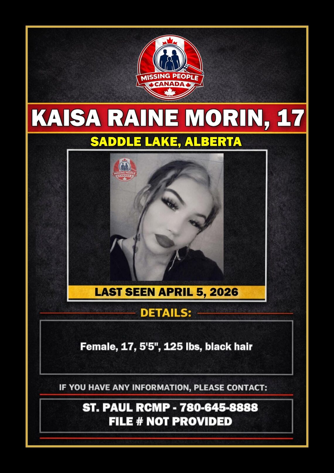 MISSING PERSON CANADA RELEASE