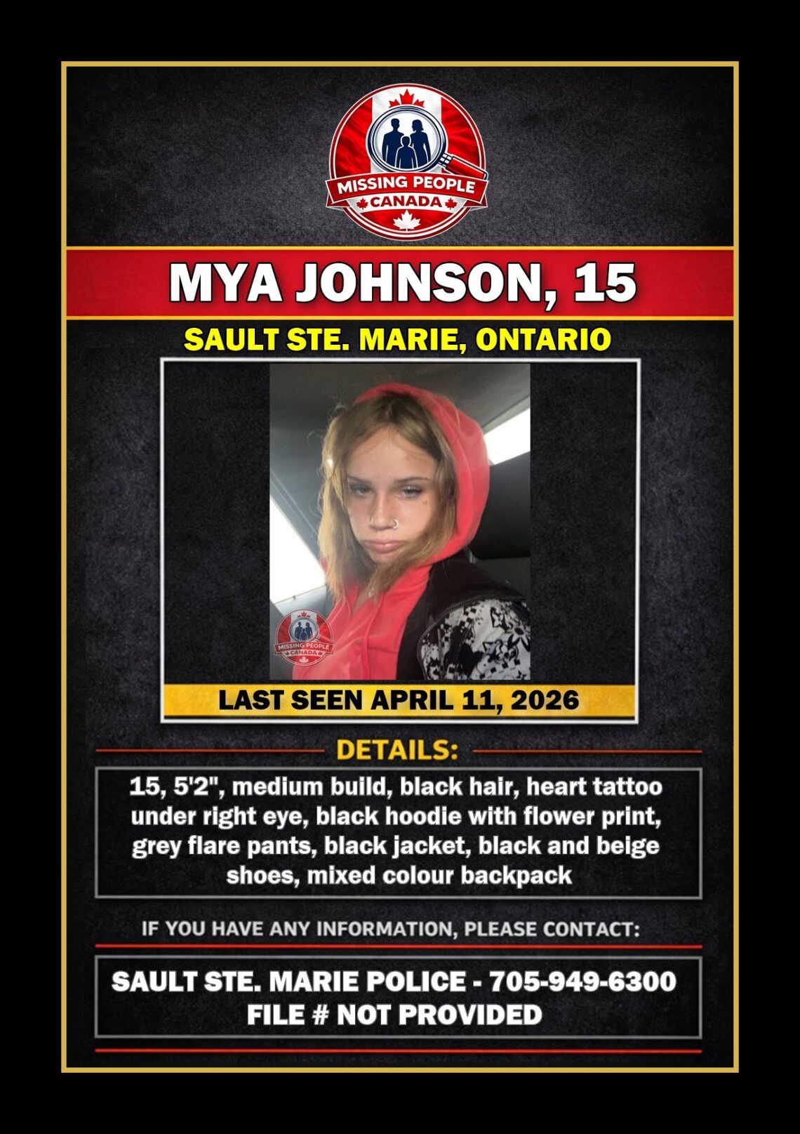 MISSING PERSON CANADA RELEASE